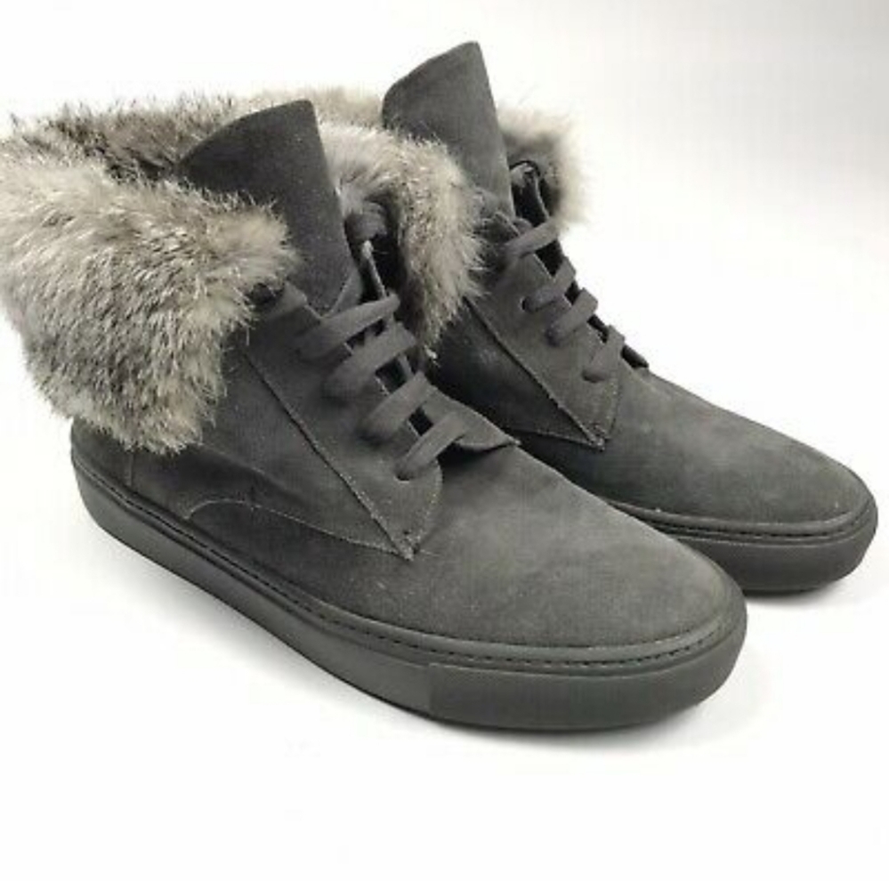 Vince genuine rabbit fur suede high top sneakers
